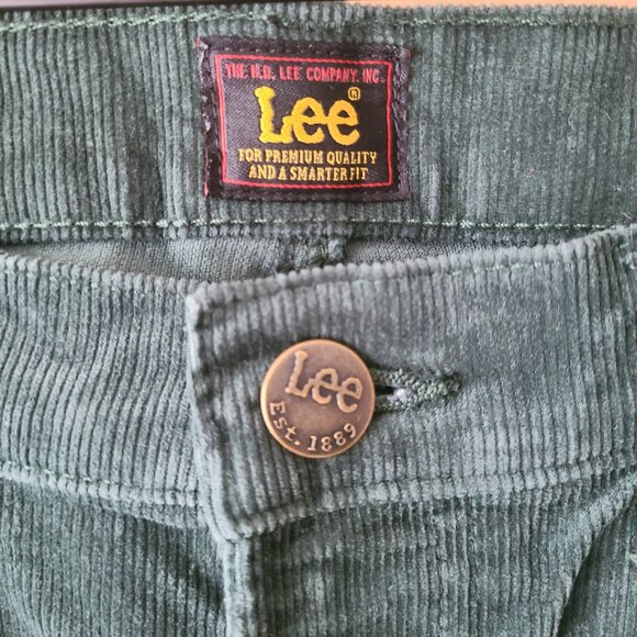 Lee Daren Zip Fly Green Corduroy Straight Leg Pants Men's Size W33 x L32 - Picture 2 of 5